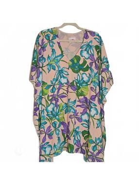 🎇 Buddy Love Tropical Floral Caftan Batwing Dress Small/Medium Flow Peach